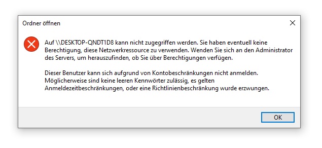 Kein Zugriff auf Compuer über Netzwerk