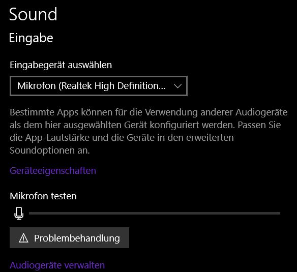 Mikrofon wird nicht erkannt weder Headset noch eingebautes mikro.
