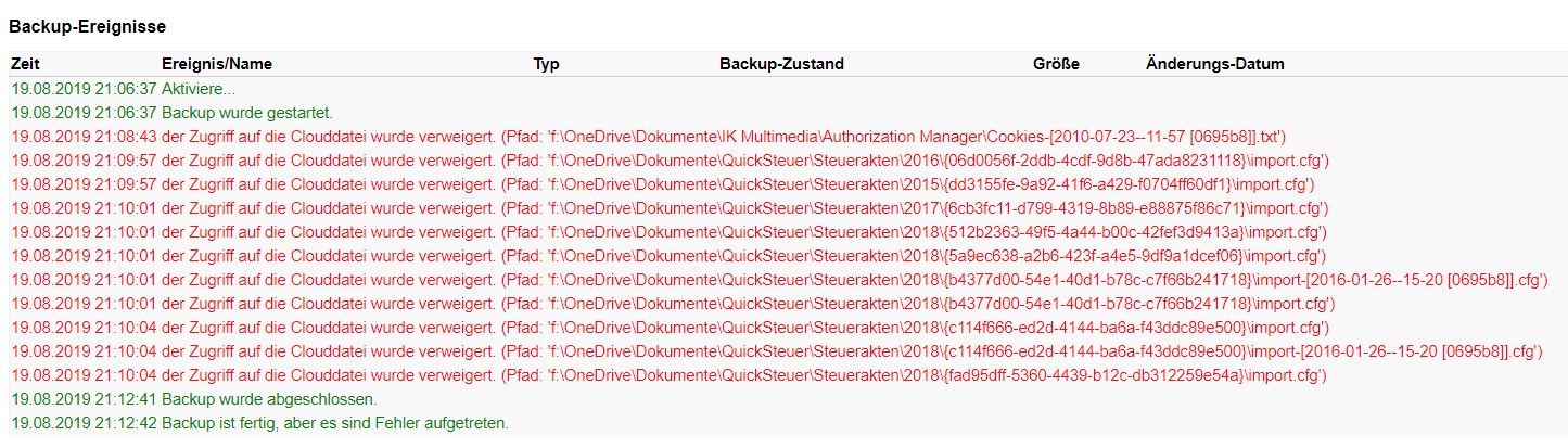 Zugriff auf lokale OneDrive Dateien verhindert
