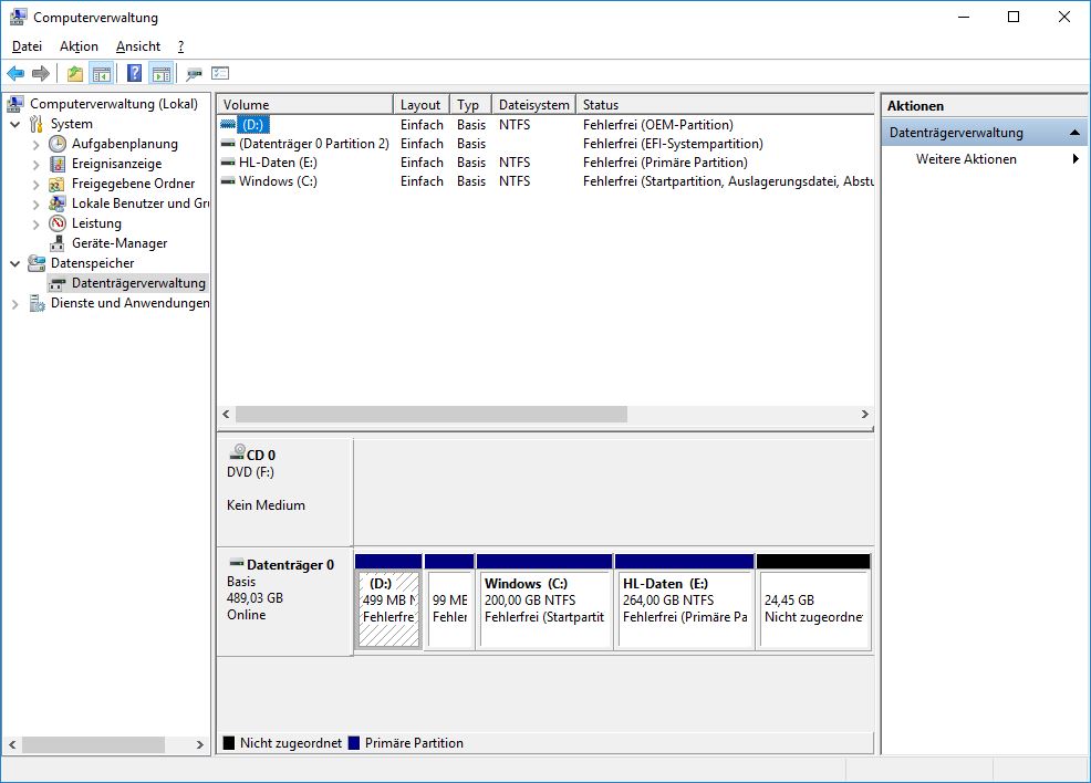 Windows 1803, veschlüßelte Partition