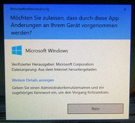 Win10 Benutzerkontensteuerung