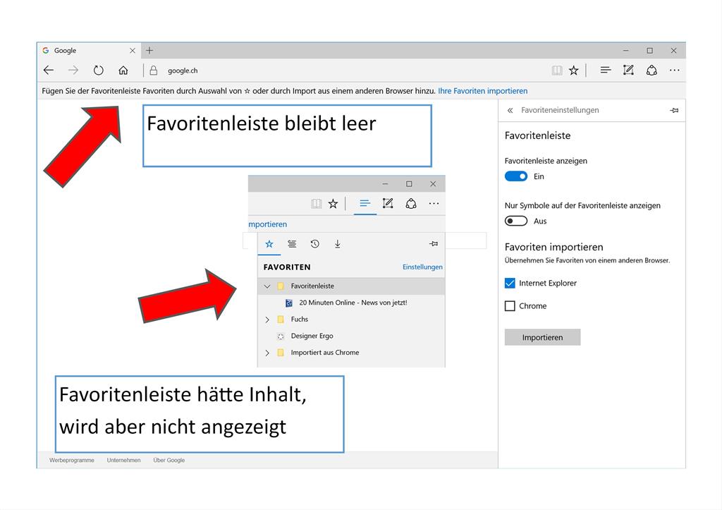 Edge Favoritenleiste defekt