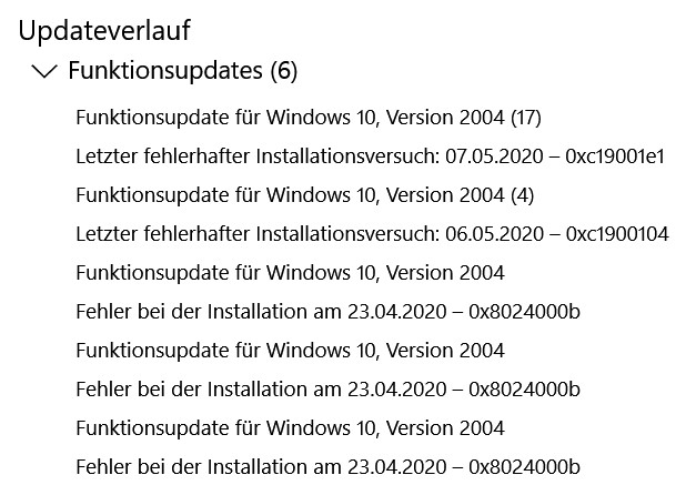 Release Preview: Funktionsupdate für Windows 10, Version 2004