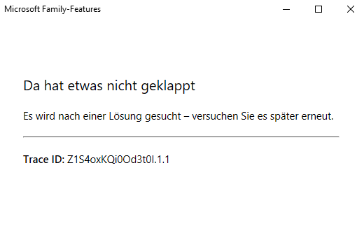 Microsoft Family Features Error