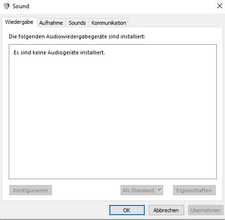 Es ist kein Audioausgabegerät installiert