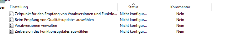 Windows Updates: "Einige Einstellungen werden von ihrer Organisation verwaltet" nicht lösbar