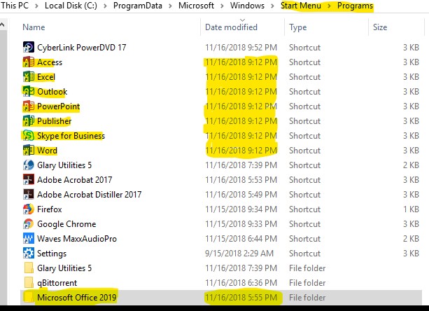 Windows 1809 START-Menü vergisst neuen Ordner und Änderungen in der App-Liste.
