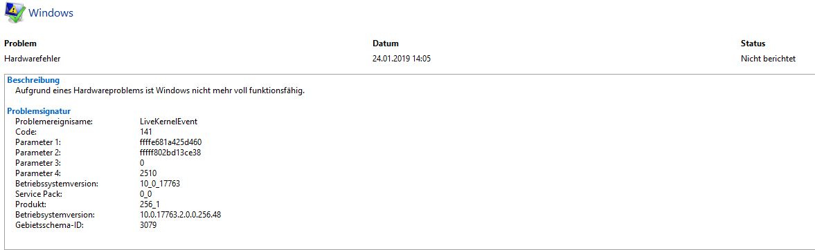 [WIN10] LiveKernelEvent 141 Lösung finden