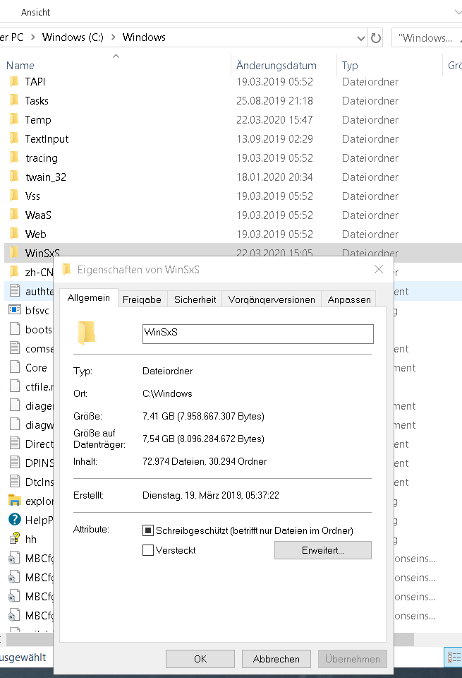 Windows 10, Part. C, 80 GB unauffindbaren Speicherplatzes