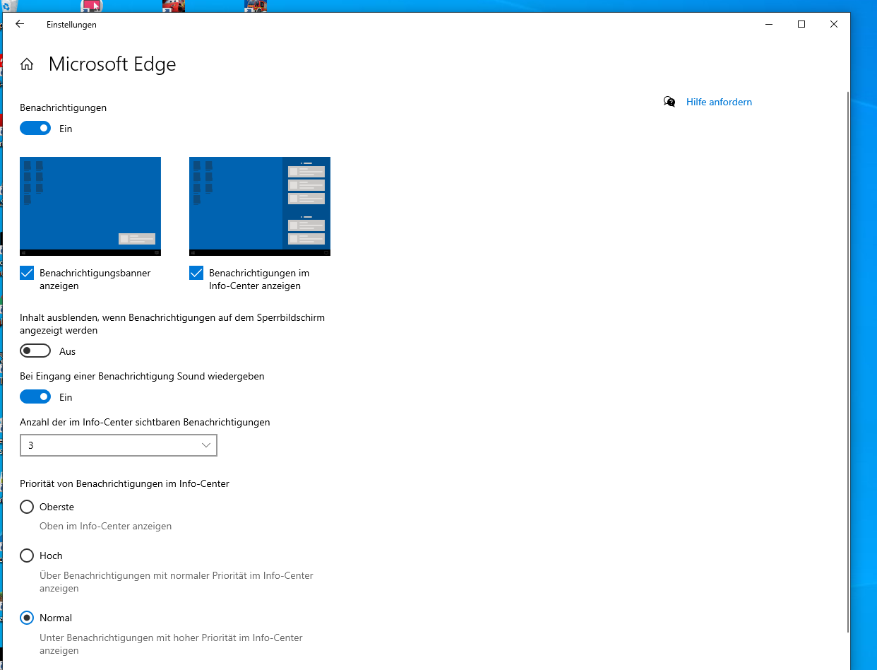 Benachrichtigungen Microsoft Edge