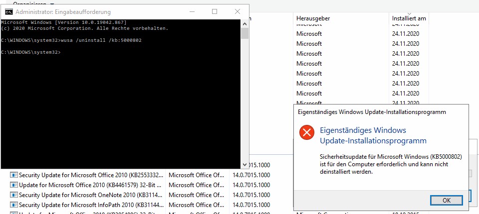 Problem nach WU KB5000802