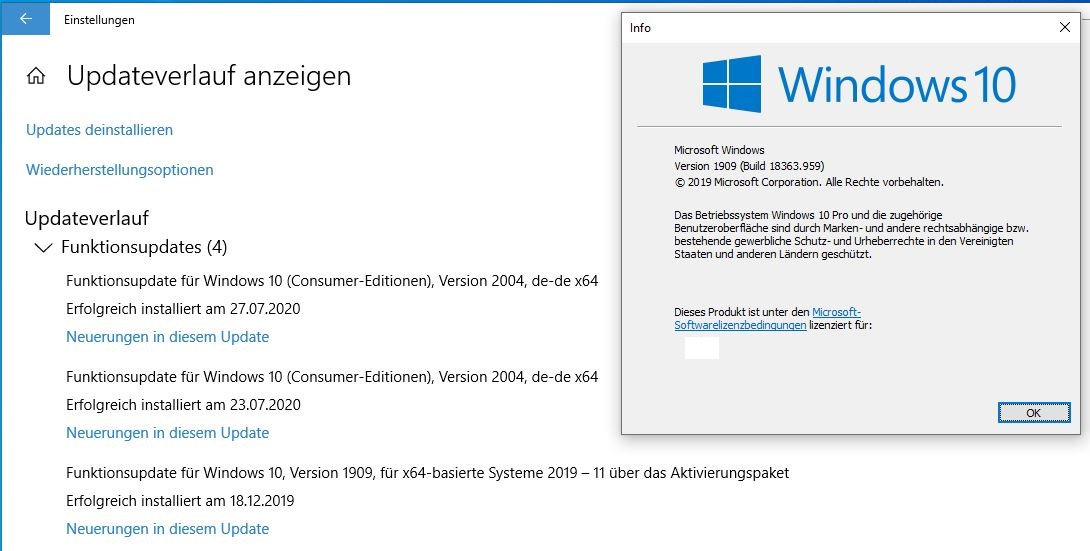 Windows 10 2004 Upgrade nicht möglich