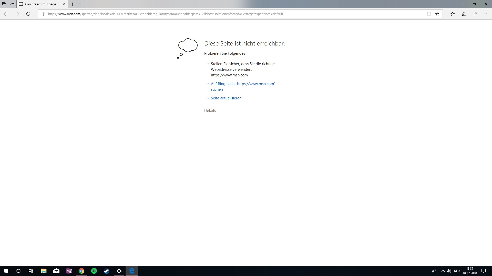 Netzwerkstatus: Chrome geht, Edge nicht