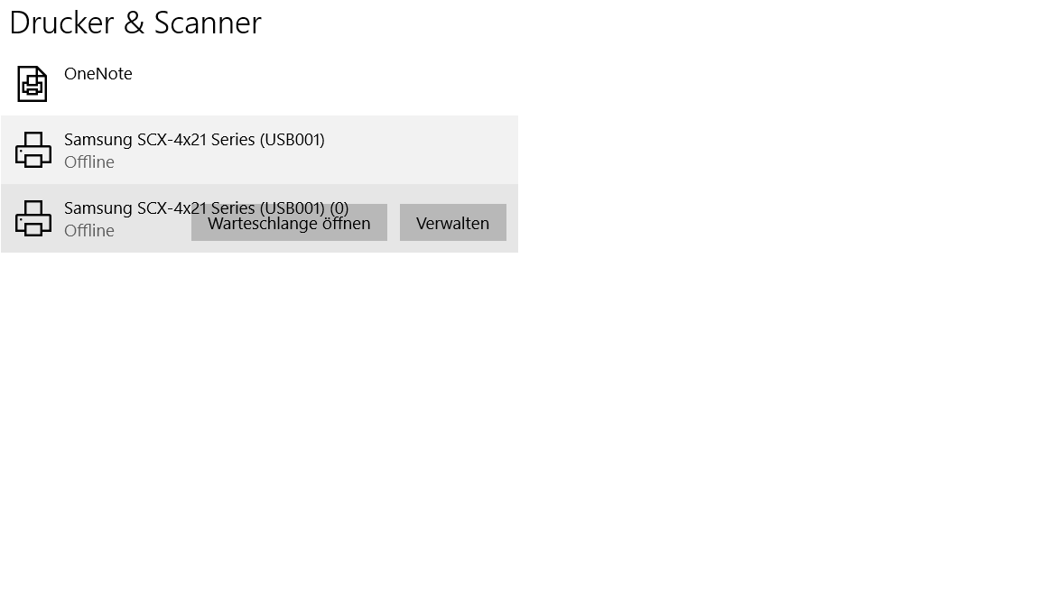 Druckerwarteschlange kann in "Einstellungen" nicht geöffnet werden, da andere Einträge den...