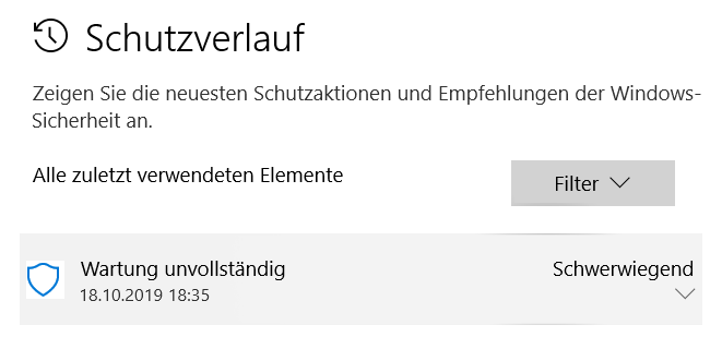 Windows Defender zeigt "Wartung unvollständig" bei Trojaner Win32/Conteban.B!ml an