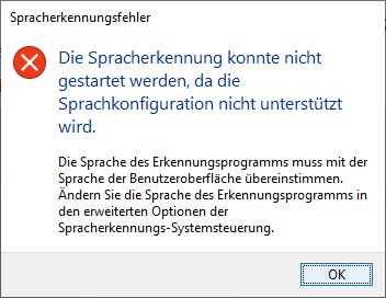 Spracherkennung kann nicht eingestellt werden