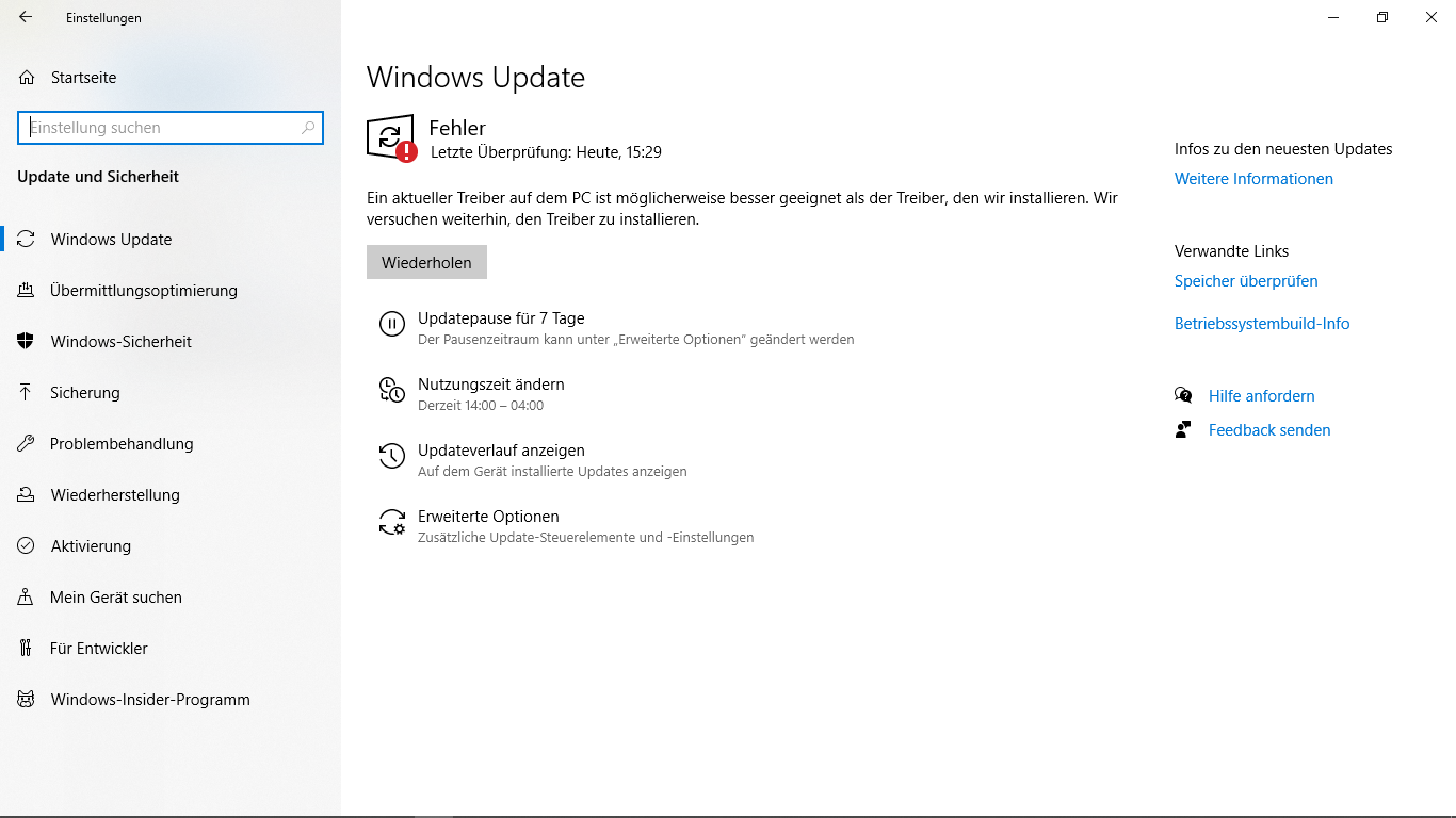 Win Update Fehler seit neuen Update