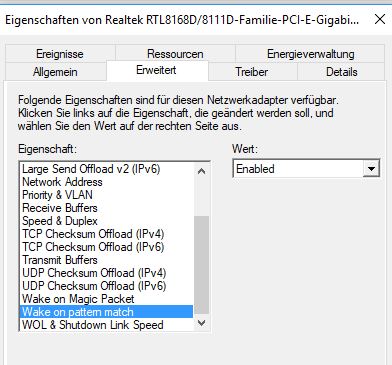Windows 10 WoL funktioniert nicht / LAN Karte ohne Power - LED OFF