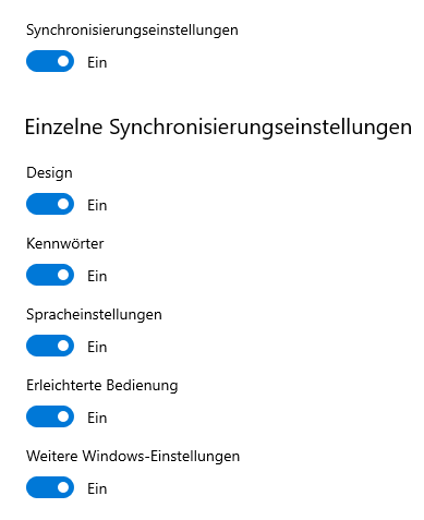 Design-Synchronisation funktionert bei Build 17763.292 nicht