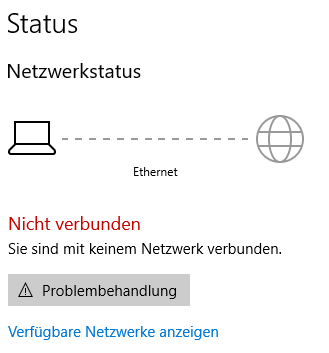 [Win 10] Netzwerkstatus "Nicht verbunden" trotz dessen das ich Internet habe.