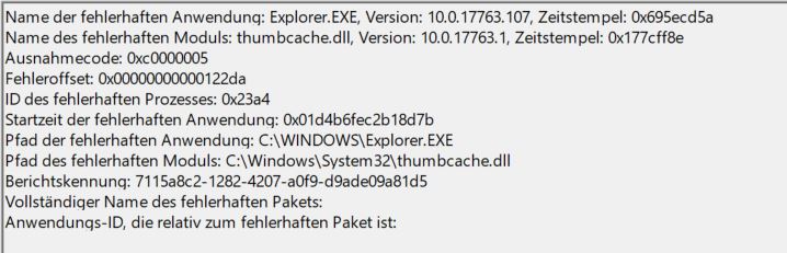 Windows 10 PRO Version 1809 vom 25.01.2019 - Dateiexplorer stürzt immer wieder ab