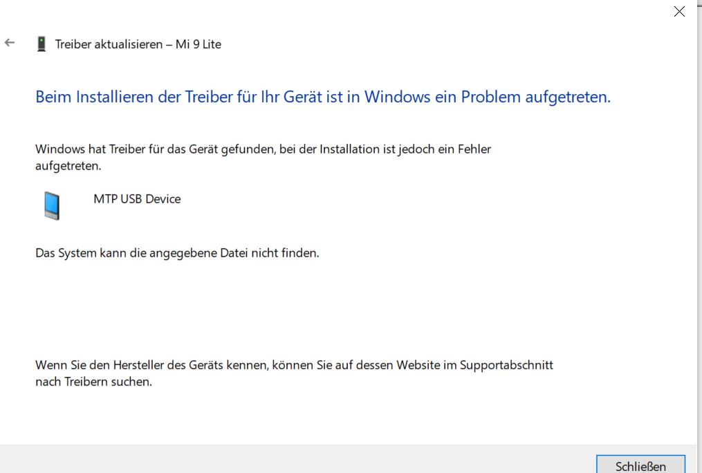 Windows 10: Problem bei USB-Verbindung mit Xiaomi Mi 9 Lite