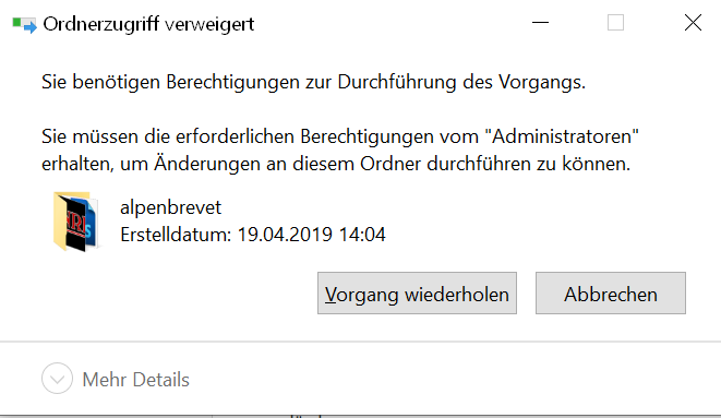 Zugriff verweigert bei Datei-Operationen