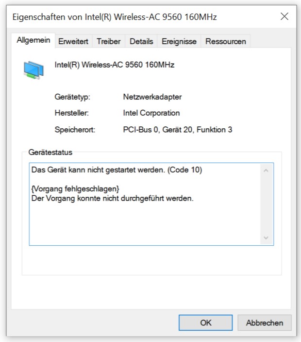 WLAN, Bluetooth nach automatischem Update funktionslos Wireless-AC 9560, UX480FD