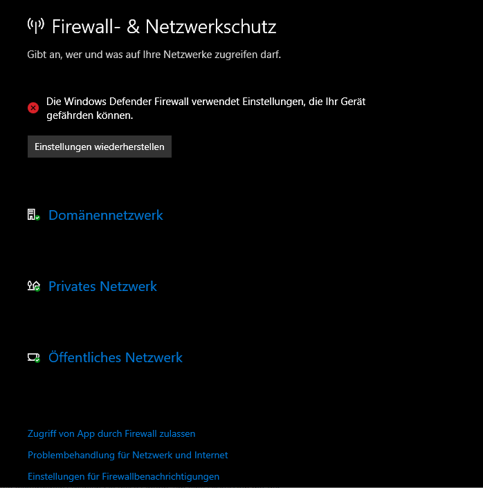 Windows Firewall kann nicht aktiviert werden