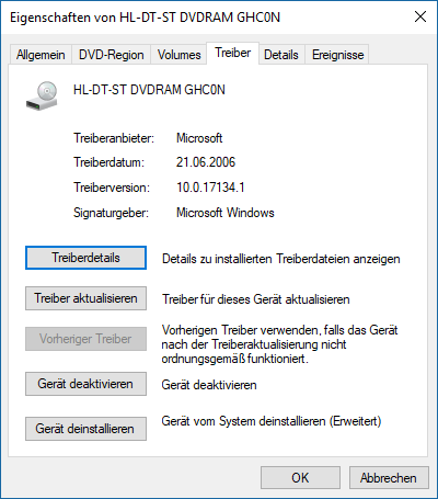 Welche  DVD-Medien sind unter April 2018 Update, Version 1803, Build 17134.5 noch kompatibel?