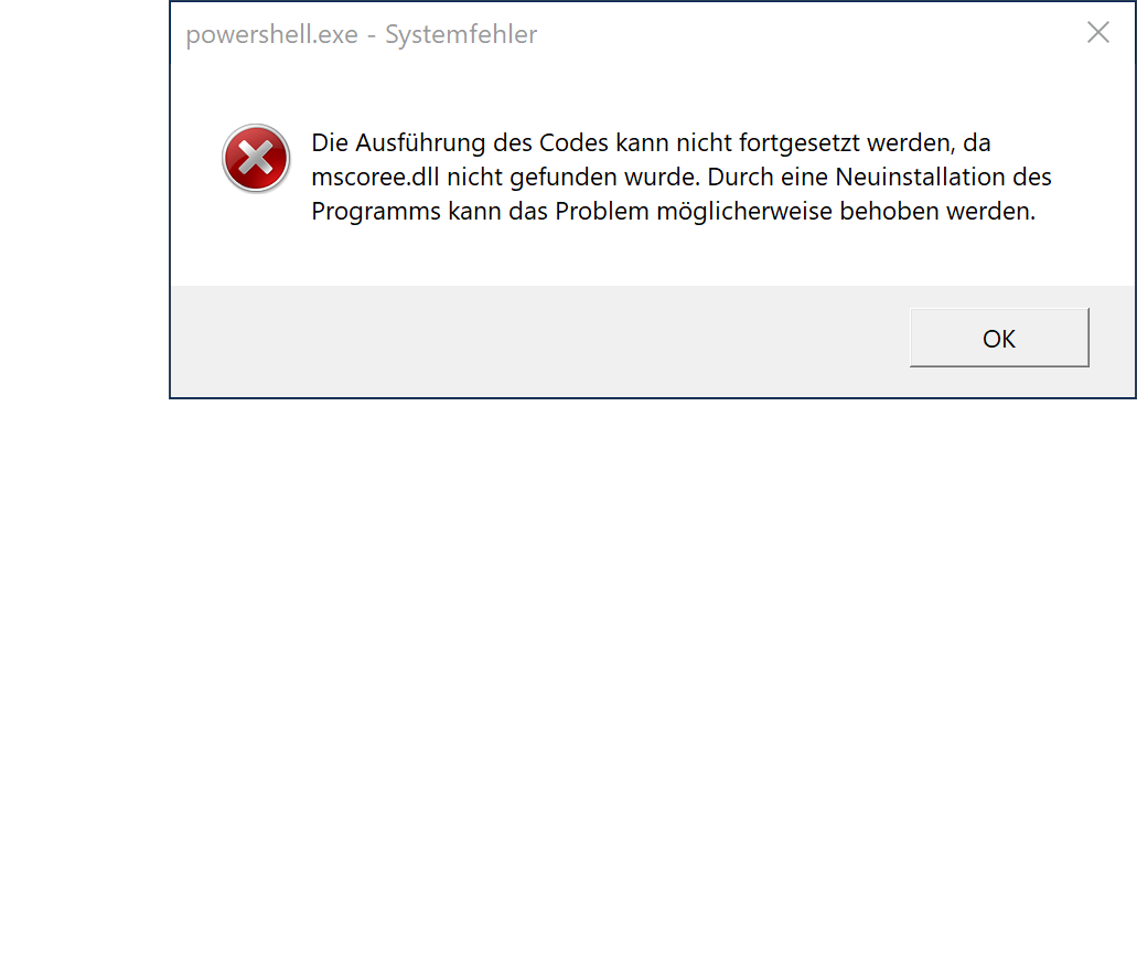 Windows interne mscoree.dll fehlt?
