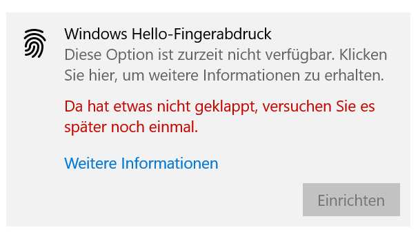 Hello-Fingerabdruck neu einrichten