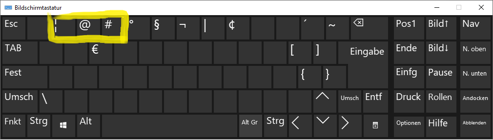 [Alt Gr] Belegung funktioniert nicht für Tasten [1], [2] und [3]