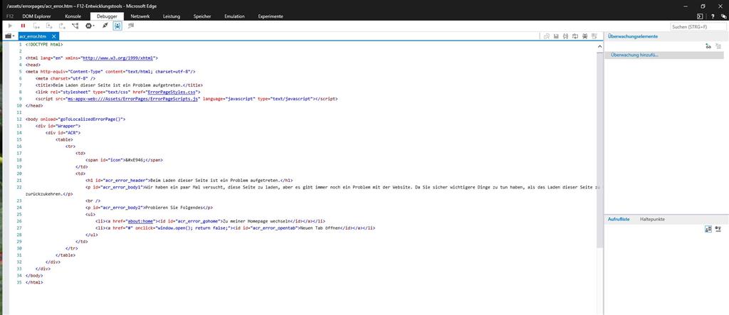Edge kann eine Seite nicht laden
