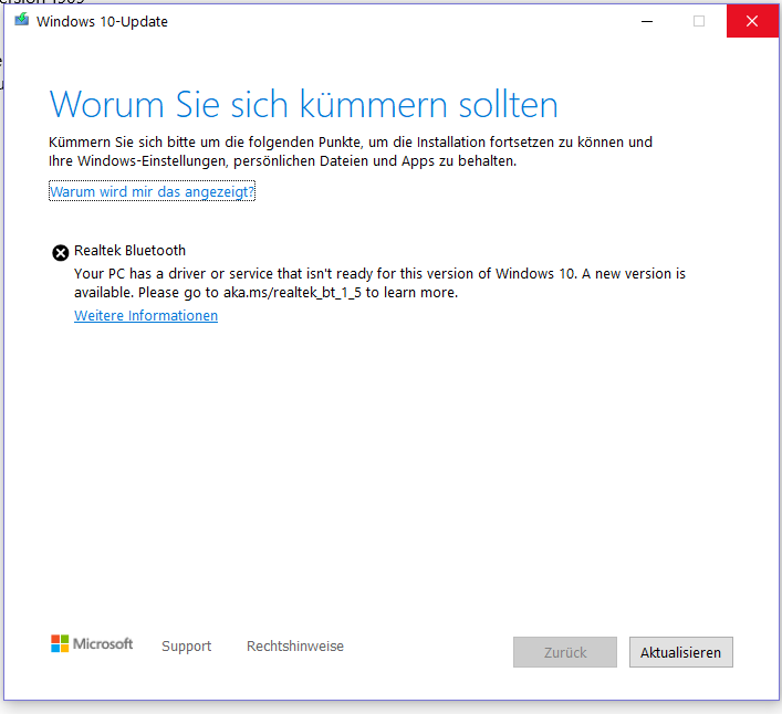 Windows-Update Fehler 0xc1900209 bei Updateversuch auf 1903/1909