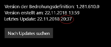 Updates von Windows Defender: doppelt angezeigt und mit falschen Zeitangaben
