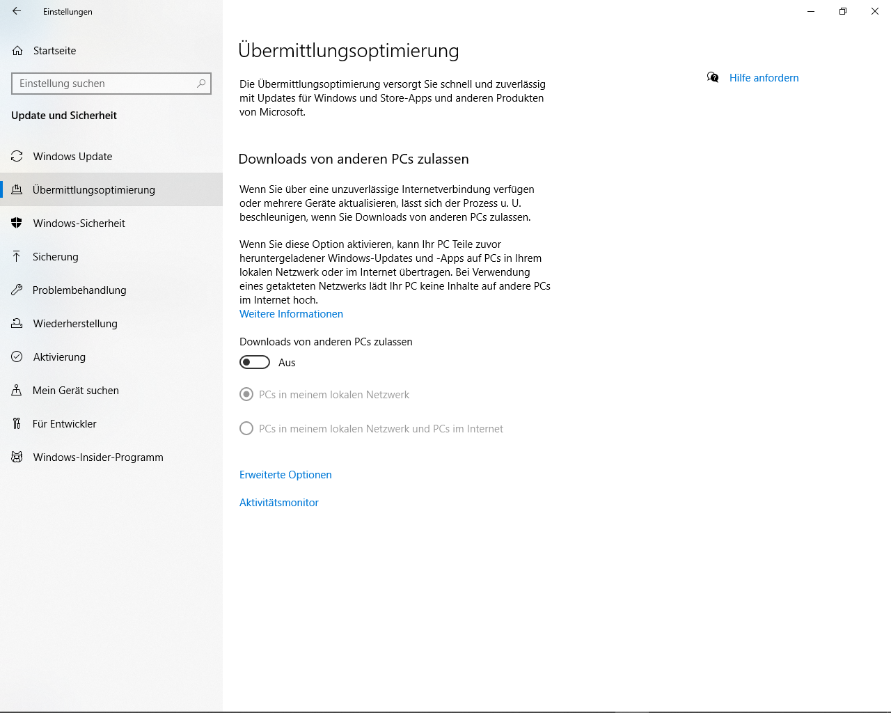 Windows 10 Update Einstellungen