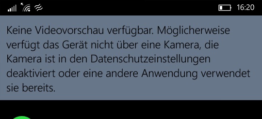 SkypeVideo verursacht Absturz der (Front-)Kameras
