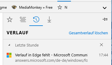 Verlauf in Edge fehlt