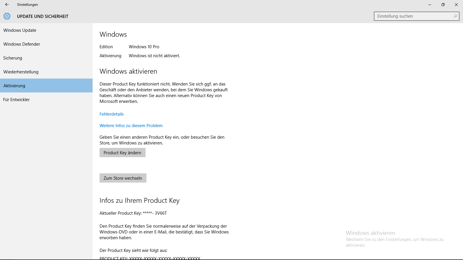 Windows 10 pro lässt sich nicht aktivieren