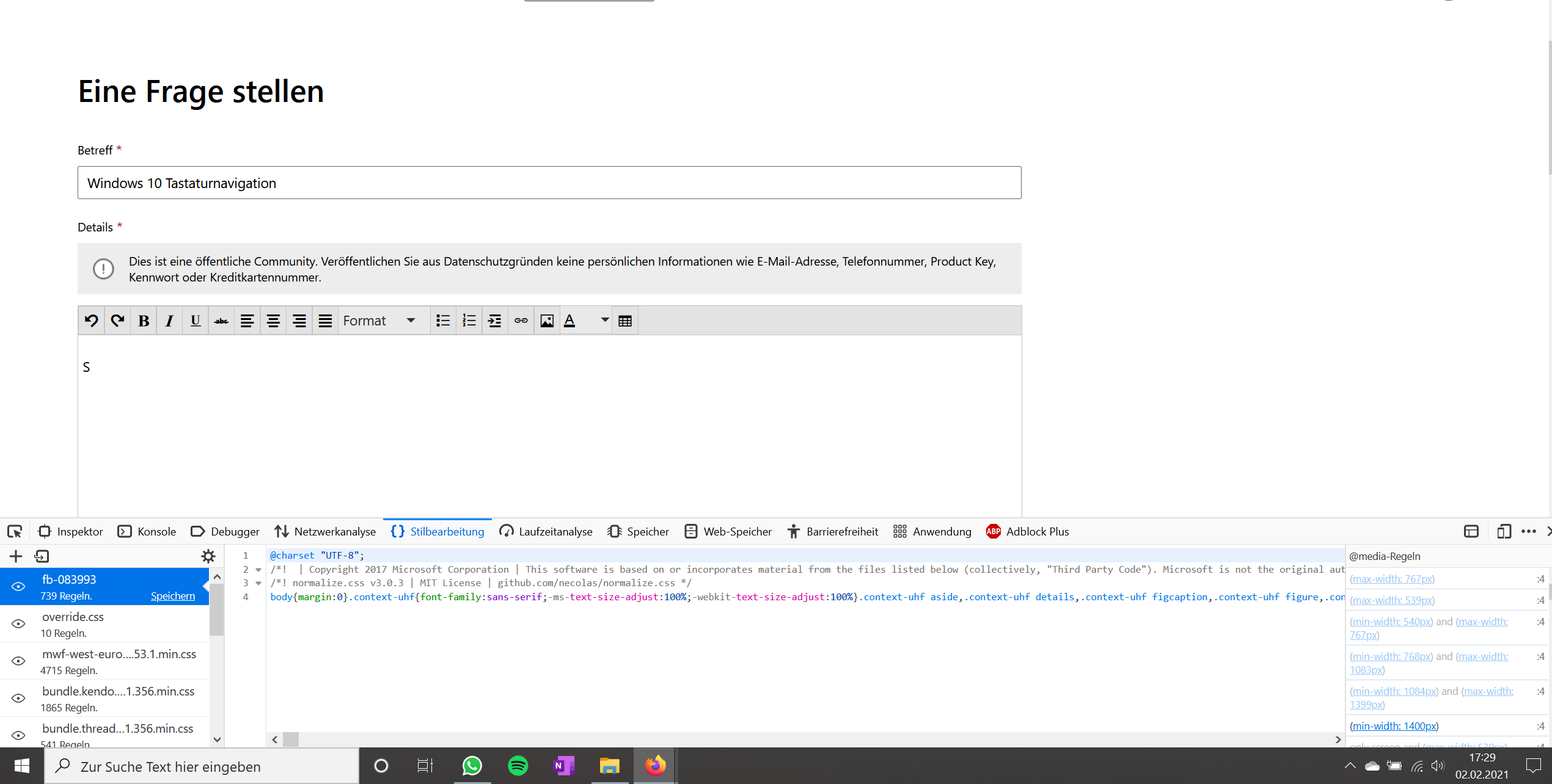 Windows 10 Tastaturnavigation