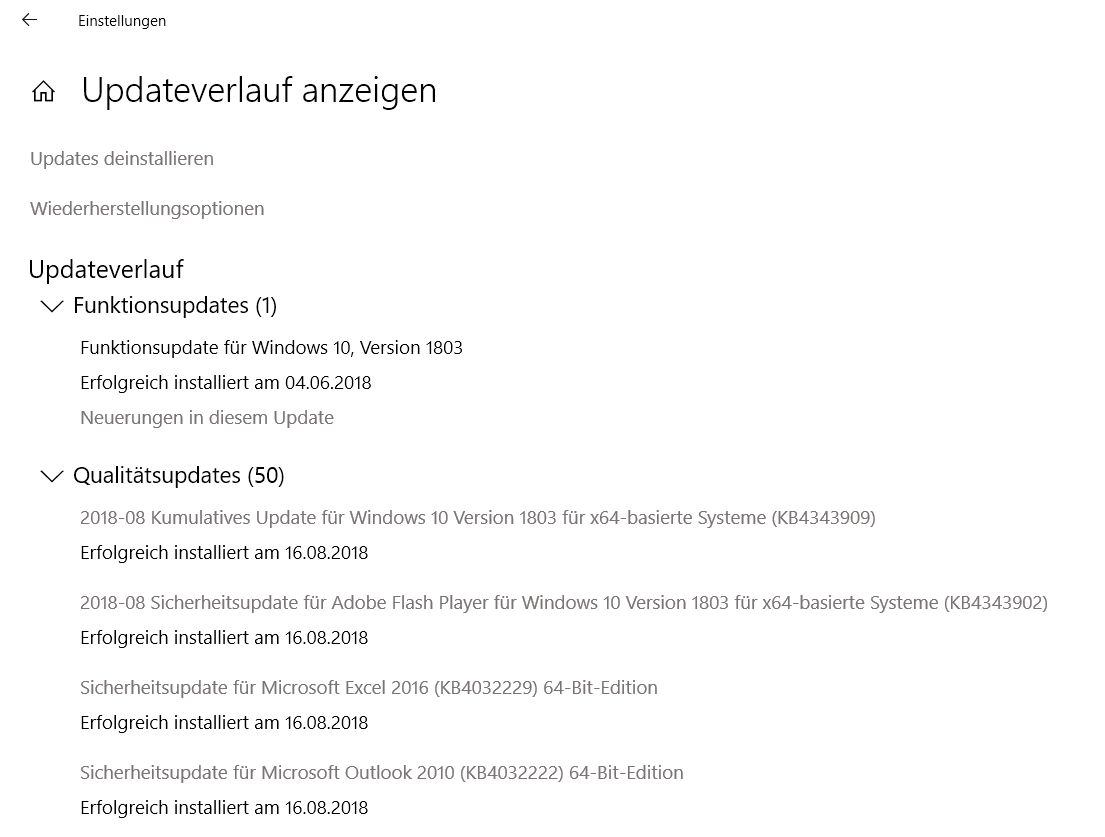 2018-08 u. 2018-07 wird nicht abgeschlossen obwohl ich Neustart mehrfach durchgeführt habe.