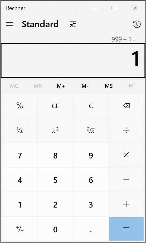 Windos Taschenrechner nur noch 3 Stellig