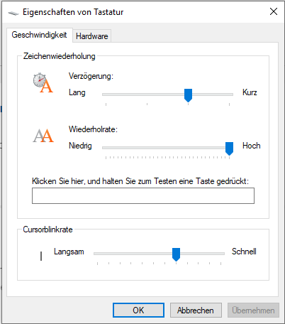 Tastaturverzögerung einstellen