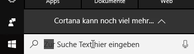 Blinkender Cursor Windows 10 in Suchleiste