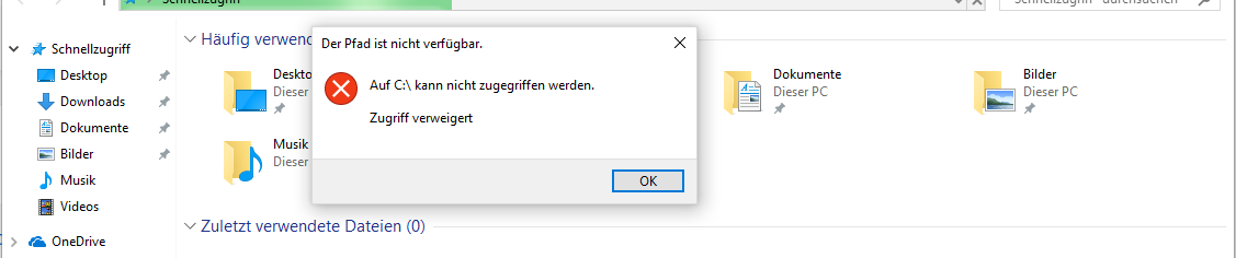 Zugriff verweigert auf Laufwerk C: