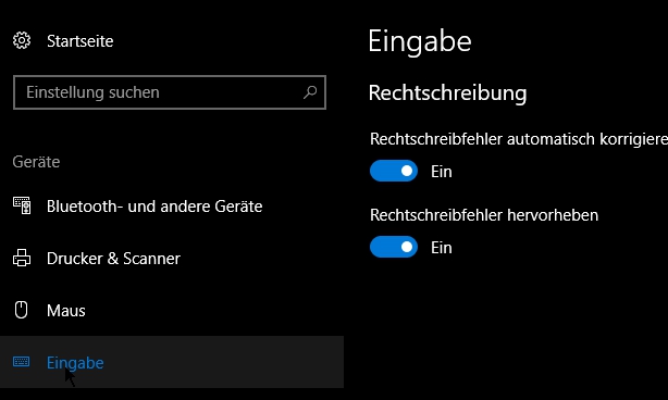 Autokorrektur-einstellungen in Edge