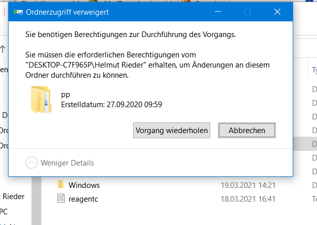 ordner lässt sich nicht löschen