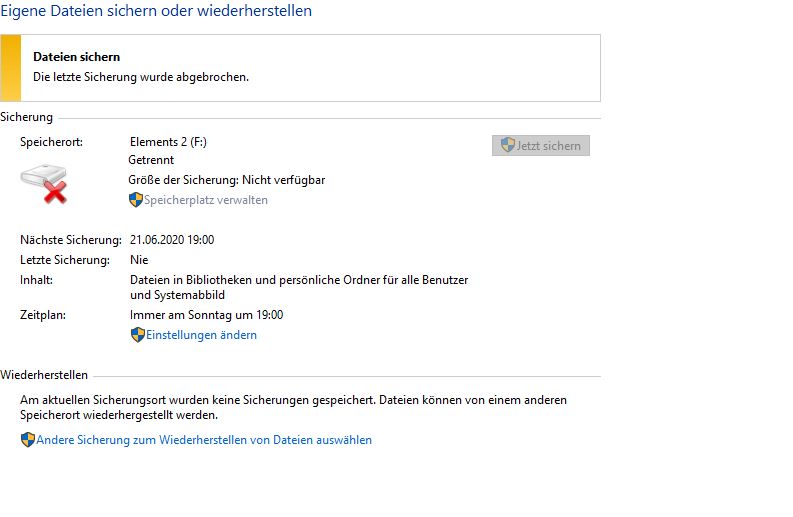 Sichern und Wiederherstellen