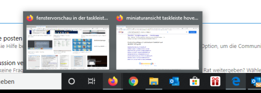 Miniaturansichten in der Taskleiste